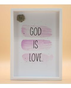 Wandbild aus Holz "God is love" mit Rose
