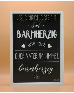 Wandbild aus Holz schwarz/weiss, Lukas 6:36