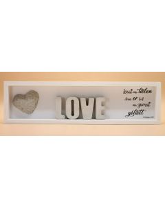 Wandbild aus Holz lang "LOVE" 1.Johannes 4:19
