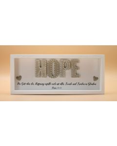 Wandbild aus Holz kurz "HOPE" Römer 15:13