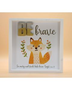 Wandbild aus Holz "BE brave" Fuchs Josua 1:19