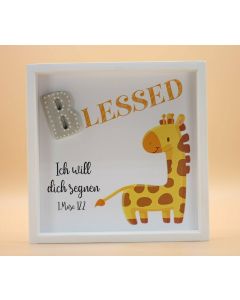 Wandbild aus Holz "BLESSED" Giraffe, 1.Mose 12:2