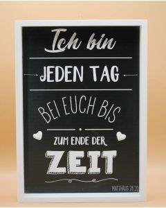 Wandbild aus Holz schwarz/weiss, Matthäus 28:20