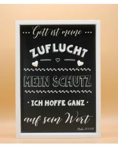Wandbild aus Holz schwarz/weiss, Psalm 119:114