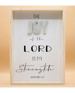 Wandbild aus Holz "JOY" Nehemiah 8.10