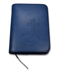Bibelhülle "Bibel/Kreuz/Strahlen" Taschenbibel - dunkelblau