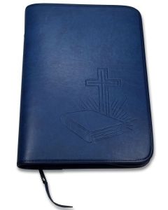 Bibelhülle "Bibel/Kreuz/Strahlen" Standard - dunkelblau