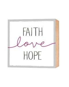 Holz-Deko-Bild: Faith - Love - Hope