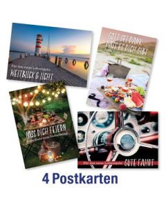 Postkartenserie: Geburtstag - gemischte Mottomotive 4 Stk.