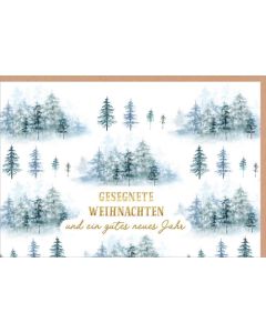 Faltkarte "Gesegnete Weihnachten"/Tannen und Wälder