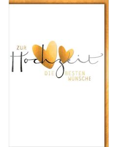 Faltkarte "Zur Hochzeit" - Goldherzen