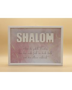 Wandbild aus Holz, rosa "SHALOM"