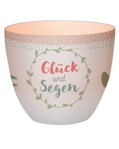 LichterZeit „Glück und Segen" Windlicht aus Porzellan