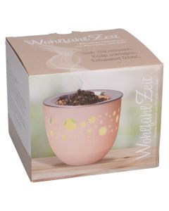 Butzon & Bercker Räucherstövchen aus Porzellan 8,5 cm – handgefertigt mit Edelstahlsieb, ideal für Weihrauch und Räuchermischungen, Lieferung in Geschenkverpackung