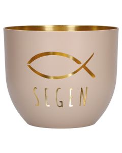 „Segen" Metall-Windlicht mit Fischmotiv