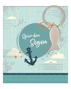 Fisch-Schlüsselanhänger aus silberfarbenem Metall