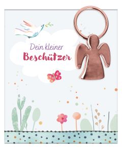 Engel-Schlüsselanhänger aus roségoldfarbenem Metall