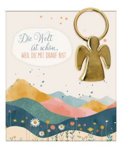 Engel-Schlüsselanhänger aus goldfarbenem Metall