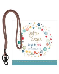 Beiger Schlüsselband mit schwarzem Karabinerhaken aus Metall mit Fischsymbol