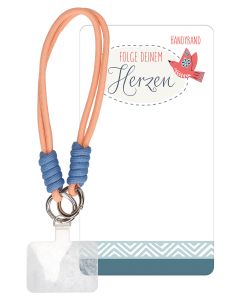 Handykette 36,5 cm – stilvolles lachs-blaues Handyband