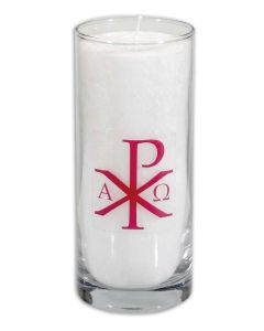 Palmwachs-Osterkerze im Glas »Alpha & Omega«