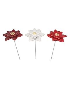 3er-Set Blumenstecker »Weihnachtsstern« aus Keramik