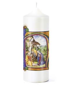 Weihnachtskerze »Christi Geburt« mit Kunstbuch-Motiv