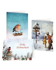 3er-Set Grußkarten »Wintervögel«
