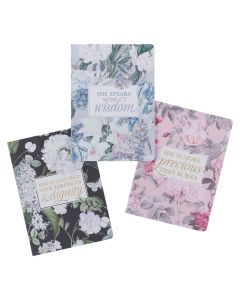 3er Notizbuch Set „Anmutige Pfingstrosen“