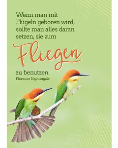 Postkarte 'Wenn man mit Flügeln geboren wird...'