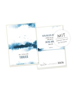 Faltkarte 'In stiller Trauer' (See blau Aquarell)