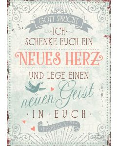 Postkarte 'Ich schenke euch ein neues Herz und lege einen ne