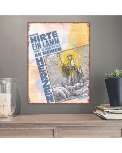 Metallschild 'Wie ein Hirte ein Lamm trägt, so trage ich dic