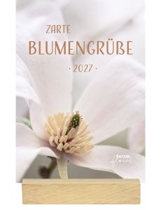 Zarte Blumengrüße 2027 – Tischkalender mit Holzaufsteller