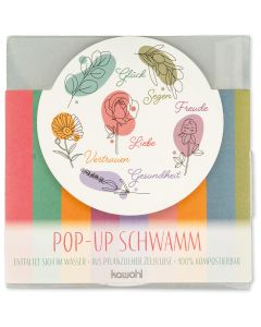 Pop-up-Schwamm 'Glück Segen Freude Liebe Vertrauen Gesundhei