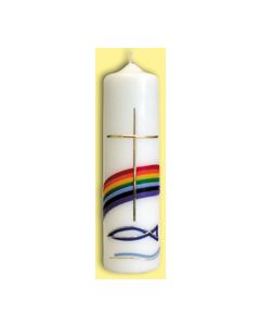 Kerze 'Regenbogen/Fisch'