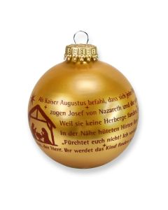 Christbaumkugel goldfarben 'Weihnachtsgeschichte'