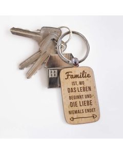 Schlüsselanhänger 'Familie ist, wo das Leben beginnt, und di
