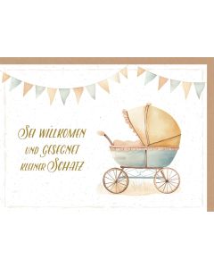 Faltkarte 'Sei willkomen und gesegnet kleiner Schatz' 1x