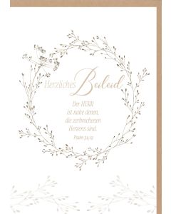 Faltkarte 'Herzliches Beileid' (Psalm 34,19) 1x
