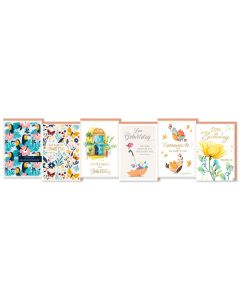 Faltkarte Geburtstag 6er Set