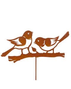 Edelrost Gartenstecker - Birds Couple